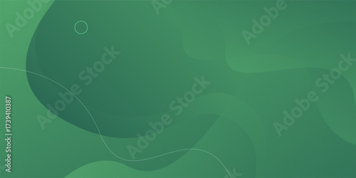 Abstract Green Background with Fluid Shapes and Subtle Lines.
