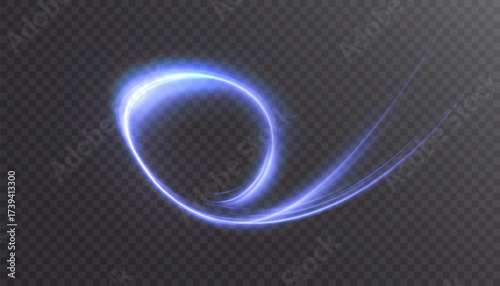 A bright, blue, glowing curved line with a vibrant light effect. This glow effect is suitable for game interface designs on black and light backgrounds.