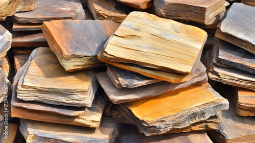 Stacked Rustic Wood Slabs Brown and Golden Tones