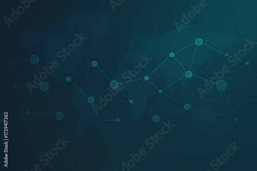 Global Finance Background with World Map Network and Dotted Grid Layers