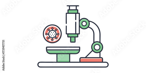 Microscope analyzing virus sample symbolizing medical research, microbiology and scientific discovery in healthcare