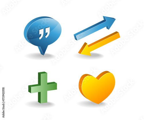 Themed conversational love symbol with plus illustration