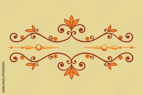 Decorative flourish with leaves and swirls on a light background