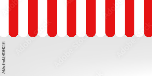 Red and white striped shop awning. Seamless vector illustration pattern.