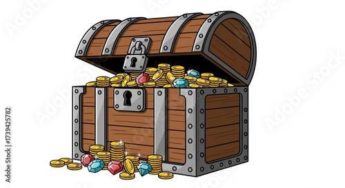 treasure with this overflowing chest of gold coins and jewels
