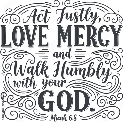 Micah verse act justly love mercy walk humbly god religious art