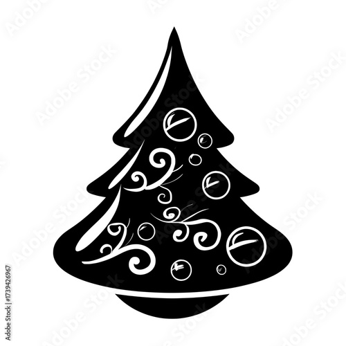 A modern abstract ornate Christmas ball serves as a traditional holiday decoration in a Scandinavian-style Christmas tree decor element, isolated on white and presented in a bright, colorful,
