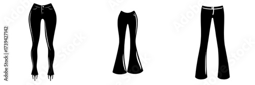 Modern illustration of women's cropped flare jeans in a flat sketch style