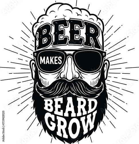 Beer makes beard grow vector illustration for t shirt design
