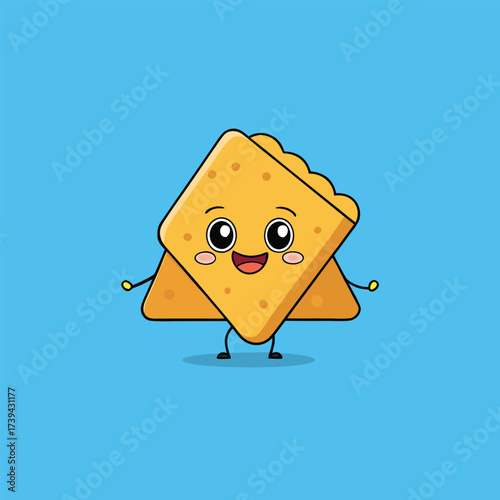 Two Cartoon Tortilla Chips with Happy Faces nachos