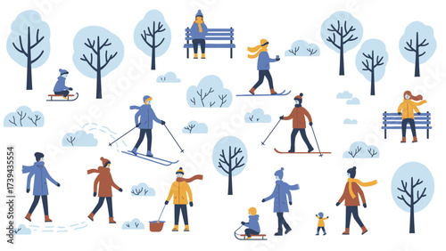 Winter Park Fun: People Enjoying Outdoor Activities In Snow