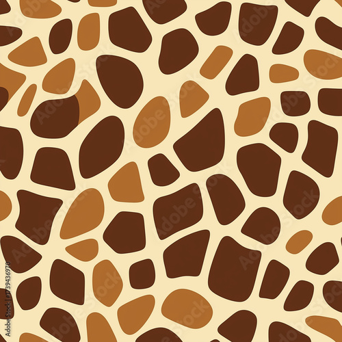 Giraffe skin pattern in earthy tones with various shapes and sizes  
