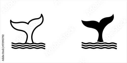 whale tail Icon vector sign isolated for graphic and web design. whale tail symbol template color editable on white background.