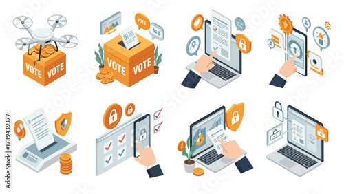 Digital Voting And Secure Online Election Processes Isometric Concept Set