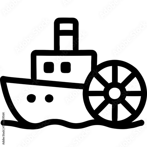 Minimalistic paddle steamer icon design