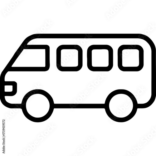 Minimalistic minibus icon with clean lines