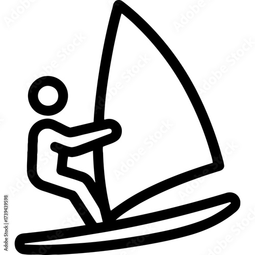 Minimalistic windsurfer icon with clean lines