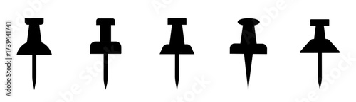 Push pin icon set. Map pin place marker. Pin sign icons for web site. Vector illustration.