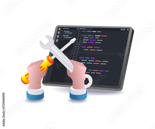 programmer performing system maintenance illustration