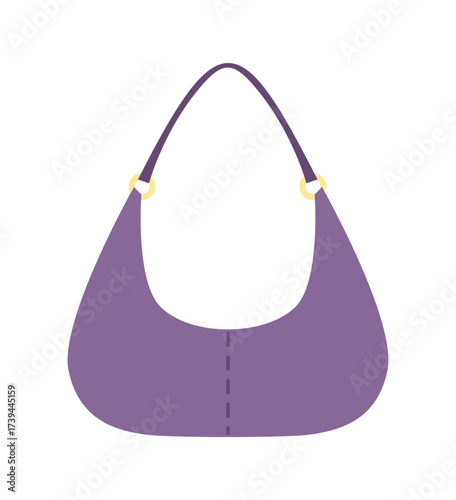 Woman bag. Fashionable purse. Girls handbag. Classic female wear. Modern leather pouch with handle strap. Isolated clutch. Fashion accessory. Shop merchandise. Shopping packet. Vector stylish clothing