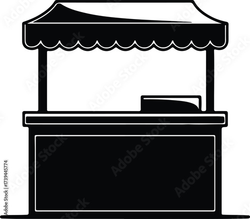 Vector silhouette market stall booth vendor kiosk illustration