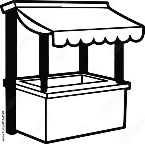Vector silhouette market stall design for vendor sales illustration