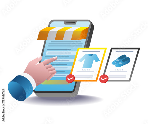 mobile app online shopping symbol illustration