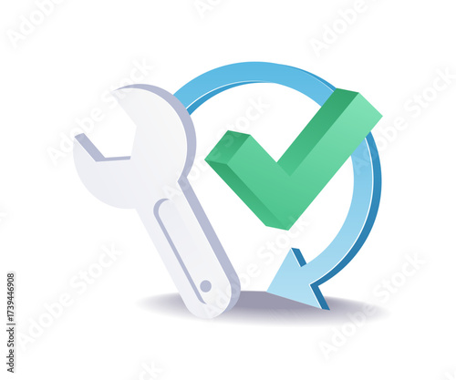 maintenance success design symbolizing completed repair and problem resolution