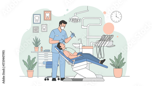 Modern Dental Clinic: Dentist Examining Patient for Oral Health Checkup
