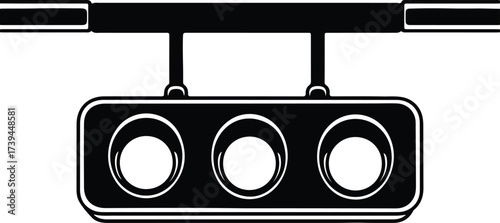 Vector silhouette race starting lights on pole illustration