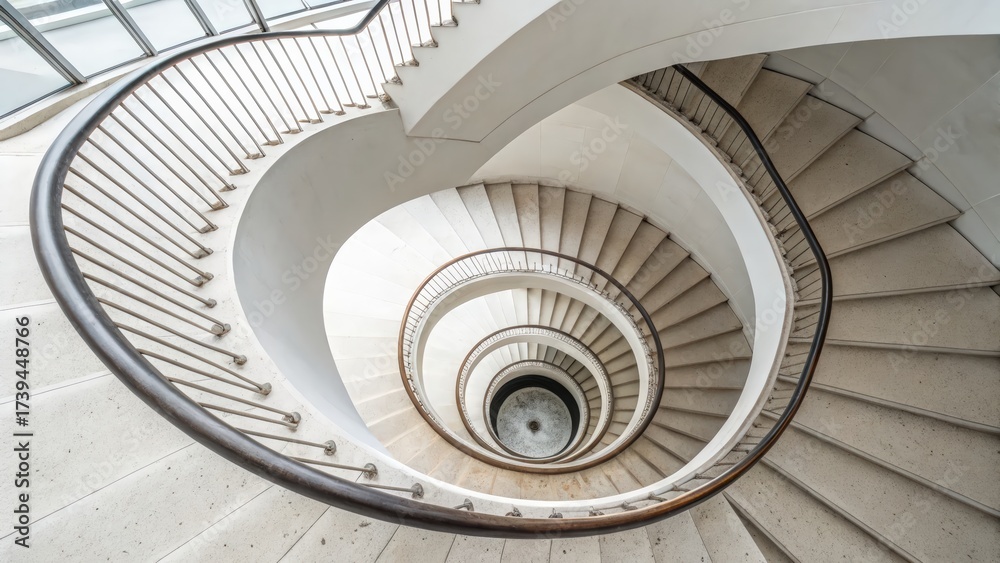 Fototapeta premium Elegant spiral staircase design with modern architectural elements