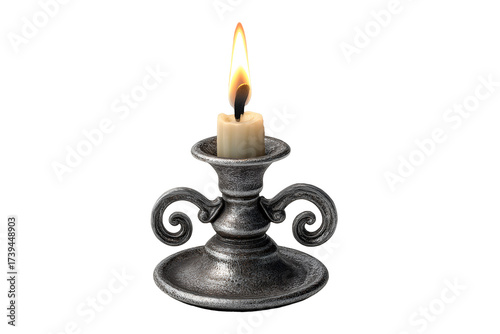 Elegant antique candle holder casts a warm, flickering glow creating a cozy, romantic ambiance.