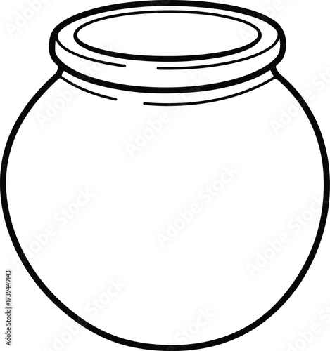 Vector silhouette round fishbowl outline with black and white illustration