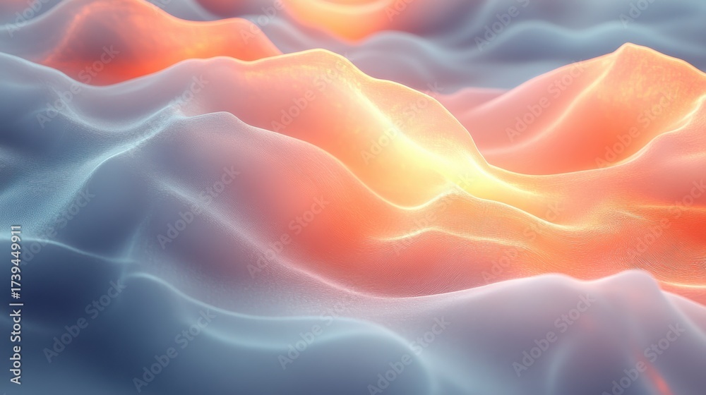Obraz premium Soft Fluid Waves with Warm Light Emitting from Abstract Surface