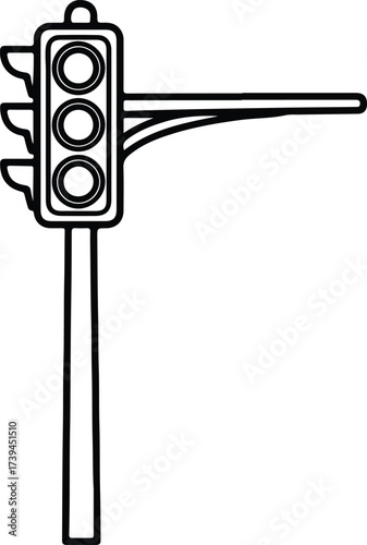 Vector silhouette traffic light signal outline road safety illustration