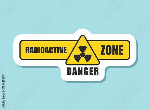 Radioactive material warning sticker icon in flat style. Radiation danger vector illustration on isolated background. Caution sign business concept.