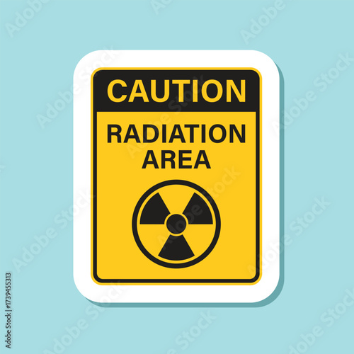 Radioactive material warning sticker icon in flat style. Radiation danger vector illustration on isolated background. Caution sign business concept.
