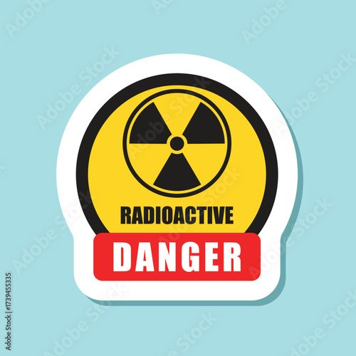 Radioactive material warning sticker icon in flat style. Radiation danger vector illustration on isolated background. Caution sign business concept.