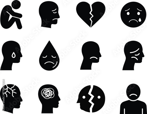 A collection of depression icons