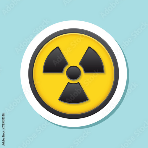 Radioactive material warning sticker icon in flat style. Radiation danger vector illustration on isolated background. Caution sign business concept.