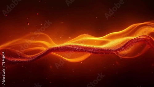 Abstract fire wave background with glowing particles and smooth flowing lines