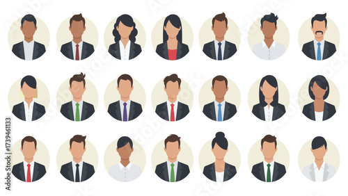 Diverse Business People Avatars Set: Professional User Profile Icons