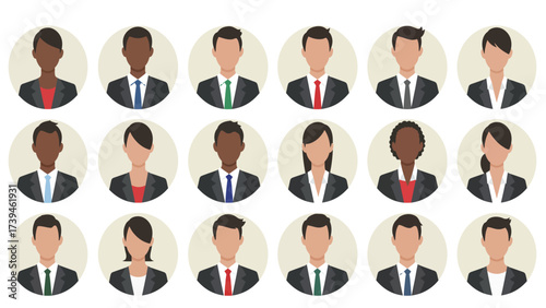 Diverse Business Professional Avatars Set