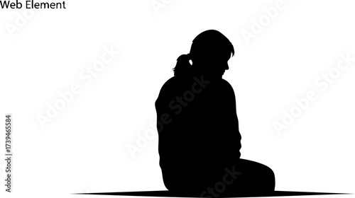 Foto Silhouette of a pensive woman sitting, conveying introspection and quiet reflection in a modern, minimalist style