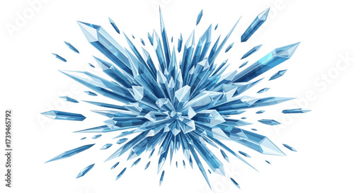 Stunning ice crystal explosion on white