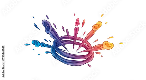 Dynamic burst of swirling energy with vibrant rainbow hues