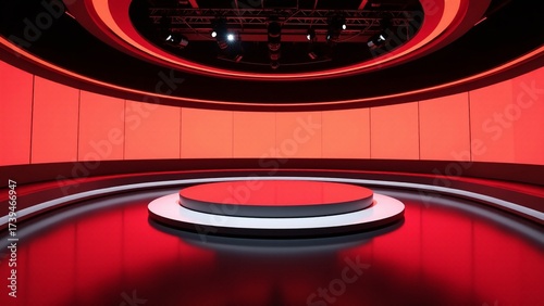 Red Modern Studio, Empty Stage Platform