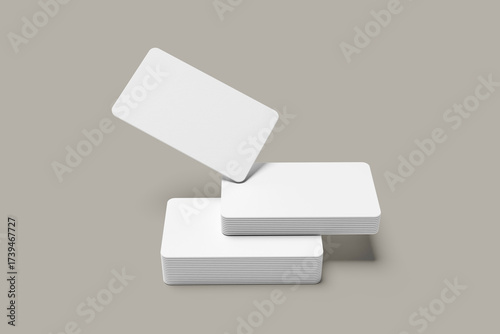 Realistic Business Card Mockups on white 3D rendering
