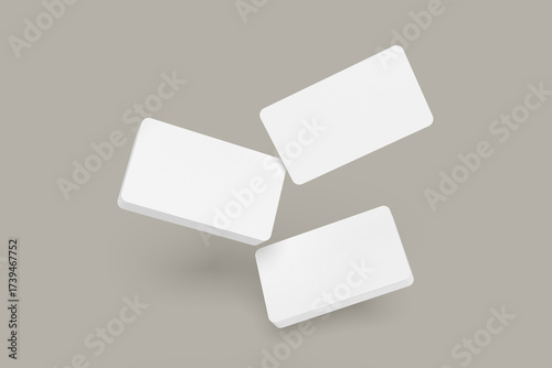 Realistic Business Card Mockups on white 3D rendering