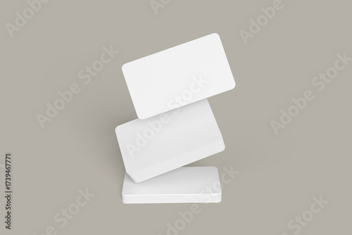 Realistic Business Card Mockups on white 3D rendering